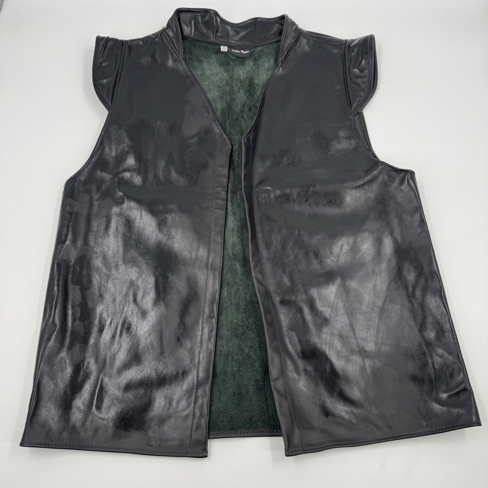 Leather Mystics Vest Mens XL Black Medieval Ren Faire Cap Shoulder Made in USA